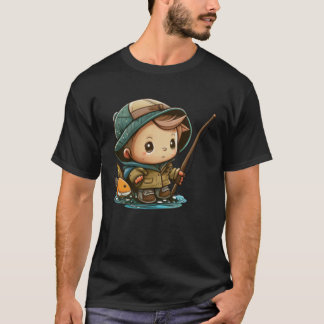 The Young Angler Cute Little Boy with Fishing Pole T-shirt