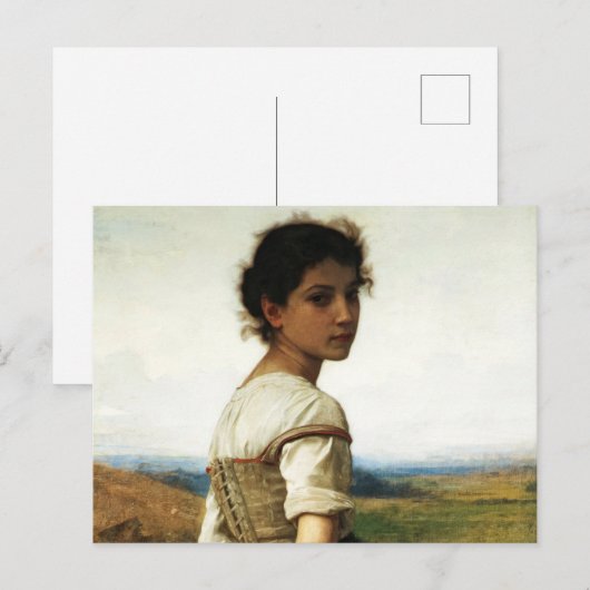 The Young Shepherdess by William-AdolpheBouguereau Briefkaart (Voorkant / Achterkant)