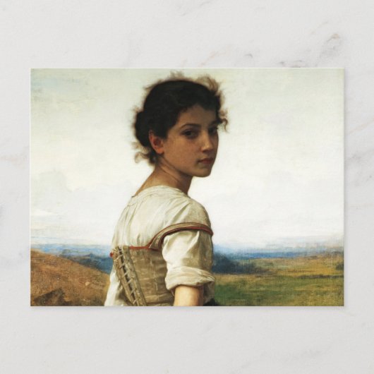 The Young Shepherdess by William-AdolpheBouguereau Briefkaart (Voorkant)
