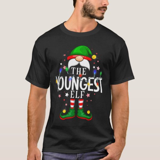 The Youngest Elf Christmas Family Pajama Party T-shirt (Voorkant)