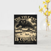 The Yule Cat Is Coming Gothic Christmas Winter Sol Kaart (Gele Bloem)