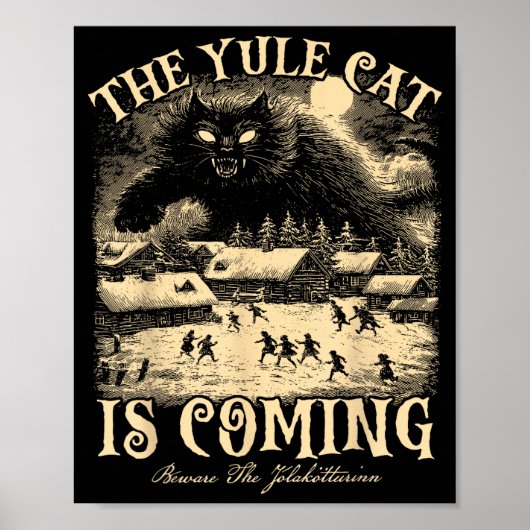 The Yule Cat Is Coming Gothic Christmas Winter Sol Poster (Voorkant)