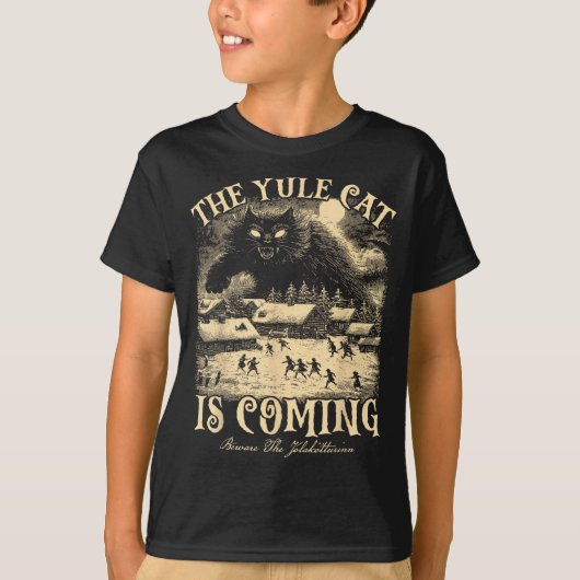 The Yule Cat Is Coming Gothic Christmas Winter Sol T-shirt (Voorkant)