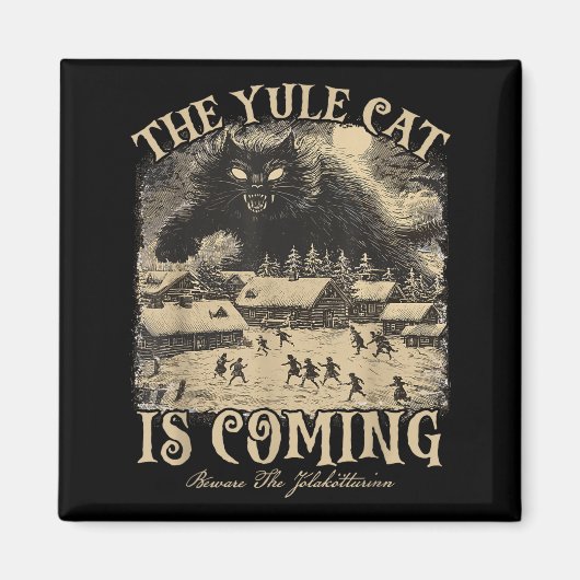 The Yule Cat Is Coming Icelandic Christmas Cat Mom Magneet (Voorkant)