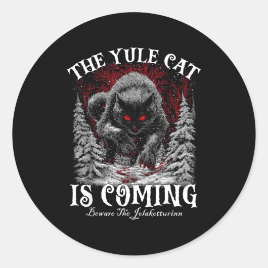 The Yule Cat Is Coming  Ronde Sticker (Voorkant)