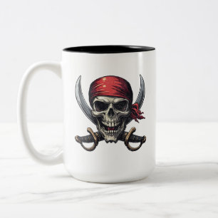 The Zee Pirate Tavern - Skull N Botten Tweekleurige Koffiemok