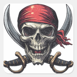 The Zee Pirate Tavern - Skull N Botten Vierkante Sticker