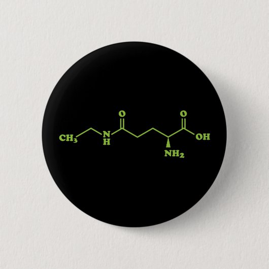 Theanine Thee Moleculaire Chemische Formule Ronde Button 5,7 Cm (Voorkant)