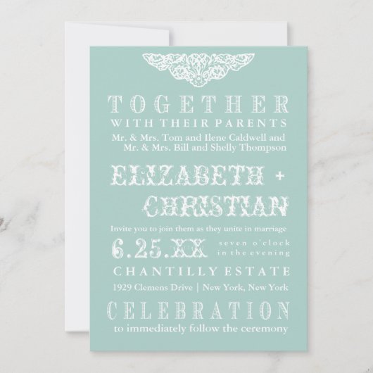  Theater Bill Wedding Invitation-ice blue Kaart (Voorkant)