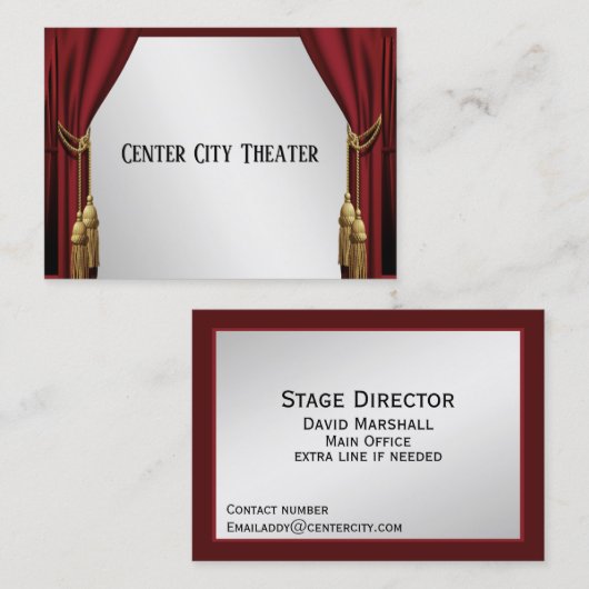 Theater Curtains Silver Screen Visitekaartje (Voorkant / Achterkant)