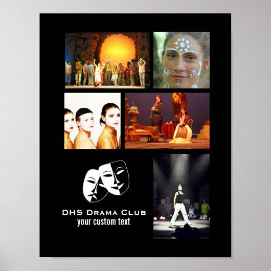 Theater Drama Club Aangepast fotocollage Poster (Voorkant)