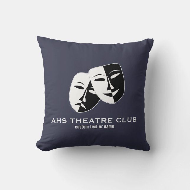 Theater Drama Club maskeert Aangepaste Thespian Na Kussen (Voorkant)