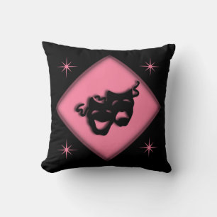 Theater Happy Sad Griekse maskers roze Sierkussen