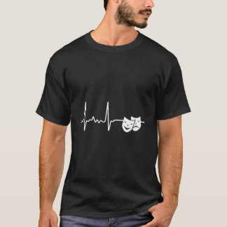 Theater Hoodie Drama Masker Hartslag Cardiogram Re T-shirt