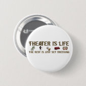 Theater is leven ronde button 5,7 cm (Voorkant /achterkant)