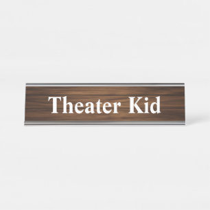 Theater Kind Retro Houtnerf Paneel Grappige Spreuk Bureau Naambordje