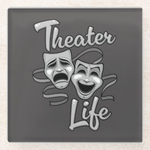 Theater Life Comedy en Tragedy Masks Glazen Onderzetter