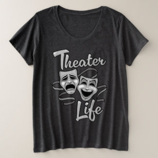 Theater Life Comedy en Tragedy Masks Grote Maat T-shirt