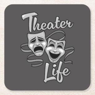Theater Life Comedy en Tragedy Masks Kartonnen Onderzetters