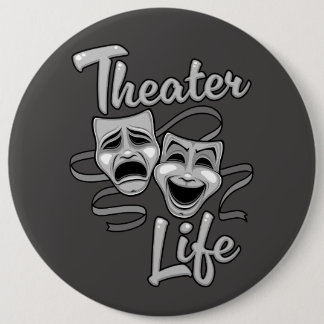 Theater Life Comedy en Tragedy Masks Ronde Button 6,0 Cm