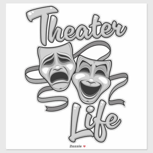 Theater Life Comedy en Tragedy Masks Sticker (Vel)
