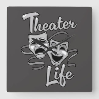 Theater Life Comedy en Tragedy Masks Vierkante Klok