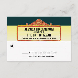 Theater Marquee Bar Bat Mitzvah Reageer RSVP Kaartje