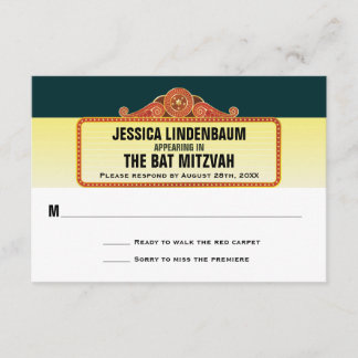 Theater Marquee Bar Bat Mitzvah Reageer RSVP Kaartje