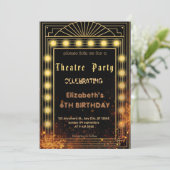 Theater Marquee Feest Uitnodiging – Verjaardagsuit (Staand voorkant)