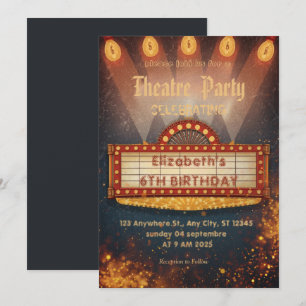 Theater Marquee Feest Uitnodiging – Verjaardagsuit