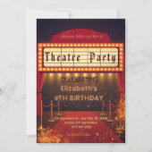 Theater Marquee Feest Uitnodiging – Verjaardagsuit (Voorkant)