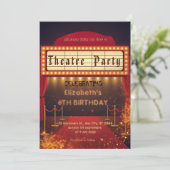 Theater Marquee Feest Uitnodiging – Verjaardagsuit (Staand voorkant)