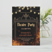 Theater Marquee Feest Uitnodiging – Verjaardagsuit (Staand voorkant)