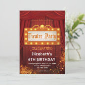 Theater Marquee Feest Uitnodiging – Verjaardagsuit (Staand voorkant)