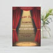 Theater Marquee Feest Uitnodiging – Verjaardagsuit (Staand voorkant)