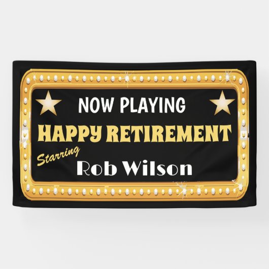 Theater Marquee Pensionering Party Spandoek (Horizontaal)