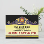 Theater Marquee Sweet 16 Birthday Uitnodiging (Staand voorkant)