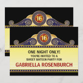 Theater Marquee Sweet 16 Birthday Uitnodiging (Voorkant / Achterkant)