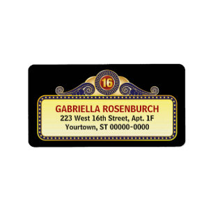 Theater Marquee Sweet 16 Label