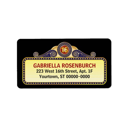 Theater Marquee Sweet 16 Label (Voorkant)