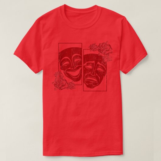 Theater Mask Drama Comedy Soft Grunge Red Roses Ar T-shirt (Design voorkant)
