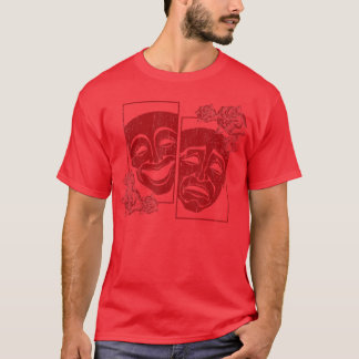 Theater Mask Drama Comedy Soft Grunge Red Roses Ar T-shirt