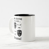 Theater Mask Theatre Drama Grappig Tweekleurige Koffiemok (Voorkant links)