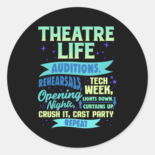 Theater Nerd Acteur GIF Musical Theatre Theespian Ronde Sticker (Voorkant)
