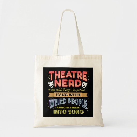 Theater Nerd, Funny Broadway Actor Actress Musical Tote Bag (Voorkant)