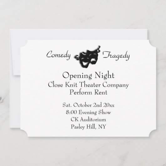 Theater opening nacht uitnodiging (Voorkant)