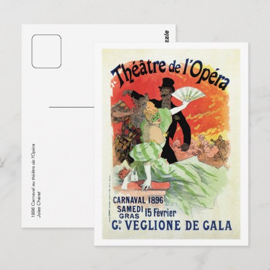 Theater Opera Carnival 1896 Briefkaart (Voorkant / Achterkant)