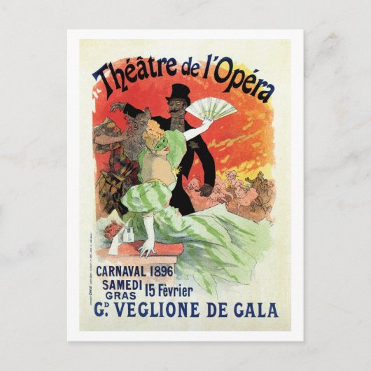  Theater Opera Carnival 1896 Briefkaart (Voorkant)