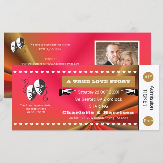 Theater Playbill Show Ticket Theme Weddenschap (Voorkant / Achterkant)