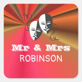 Theater Playbill Show Ticket Theme Weddenschap Vierkante Sticker